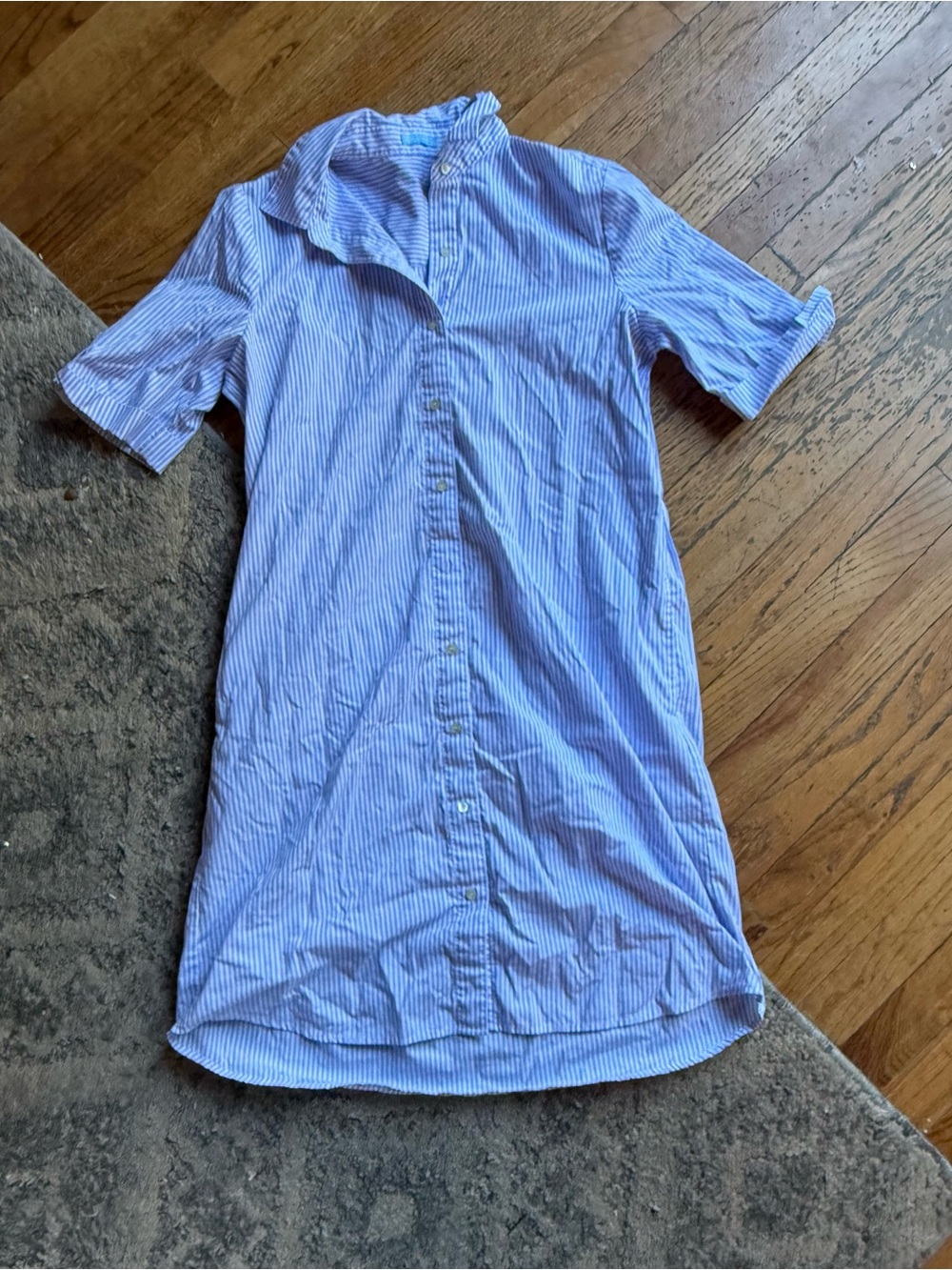J. Mclaughlin Blue + White Striped Button-Down Shirt Dress sz: Medium